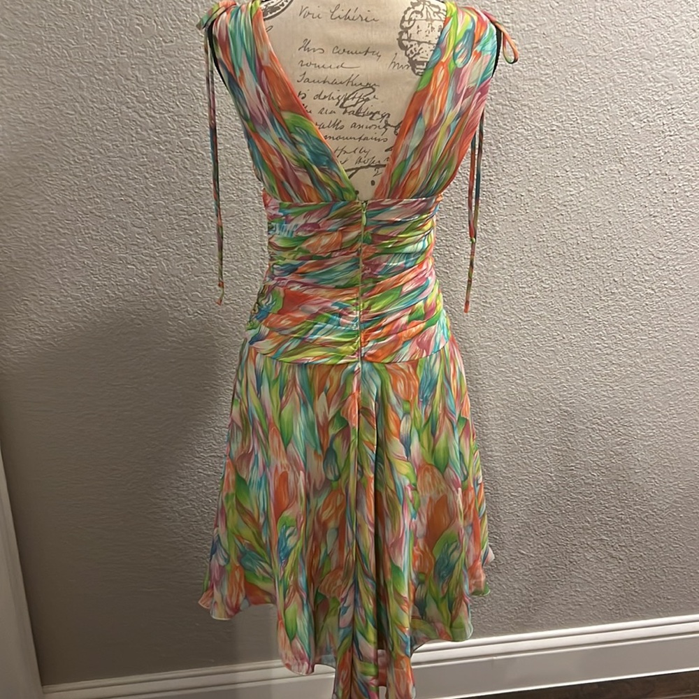 A.B.S Multi Color Deep V Sundress Sz 4 - image 7
